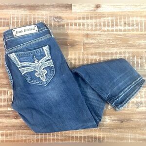 Rock Revival Luz Easy Straight Jeans Embellished Pockets Distressed size 32